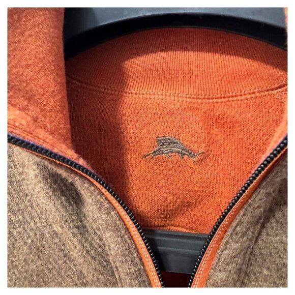 Tommy Bahama Reversible 1/4 Quarter Zip Sweater Men's Size L brown orange Cotton - Picture 7 of 7